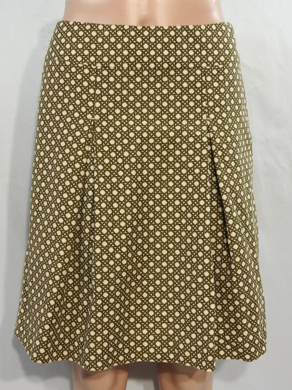 Talbots Sz 2 Petite Brown & Cream Knee Length Retro Skirt Womens 2P